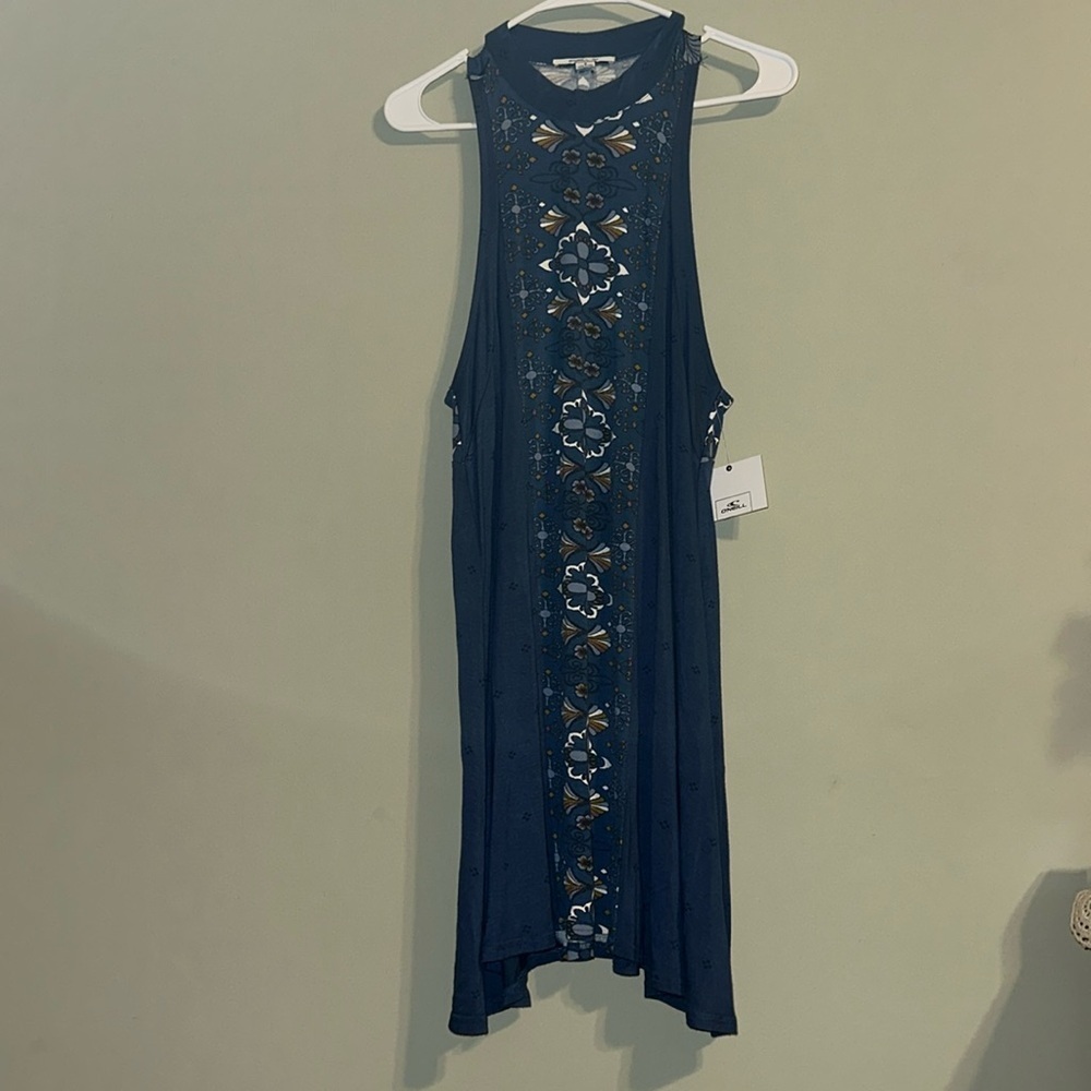 O’Neill Leslie Denim Blue Floral Print Swing Dress Small - Picture 2 of 12